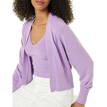 Daily Ritual Women's Ultra-Soft Cardigan and Crop Top Sweater Set