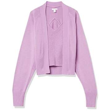 Daily Ritual Women's Ultra-Soft Cardigan and Crop Top Sweater Set