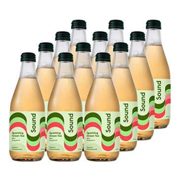 Sound Organic Sparkling Tea, Green Tea with Grapefruit and Mint, Unsweetened, Whole30, Non-GMO, Zero Calories - 12 fl oz, Pack of 12