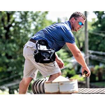 Adjuster/Estimators BullyBag Ultra Pouch - Custom Tool Belt/Pouch w Paddle Hip Clip w Badge & Gear Retainers for Adjusters, Estimators, Electricians, Roofing Sales & More