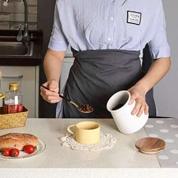 ComSaf Ceramic Food Storage Canister with Airtight Wood Lid (27oz/800ml), White Food Storage Jar Container with Seal Bamboo Lid for Kitchen Pantry Serving Tea, Coffee, Sugar and Spices, Set of 3