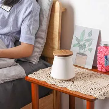 ComSaf Ceramic Food Storage Canister with Airtight Wood Lid (27oz/800ml), White Food Storage Jar Container with Seal Bamboo Lid for Kitchen Pantry Serving Tea, Coffee, Sugar and Spices, Set of 3