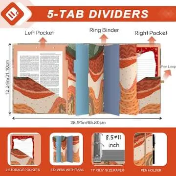 EYROZILL 2 Inch 3 Ring Binders with clipboard for Letter-Size 11" x 8.5" Three Ring Binder with 5-Tab Dividers and File Folder Labels for School Class Office Supplies, Mountan Path