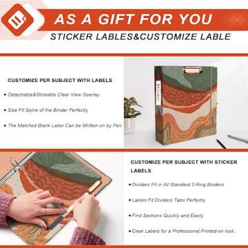 EYROZILL 2 Inch 3 Ring Binders with clipboard for Letter-Size 11" x 8.5" Three Ring Binder with 5-Tab Dividers and File Folder Labels for School Class Office Supplies, Mountan Path