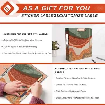 EYROZILL 2 Inch 3 Ring Binders with clipboard for Letter-Size 11" x 8.5" Three Ring Binder with 5-Tab Dividers and File Folder Labels for School Class Office Supplies, Mountan Path