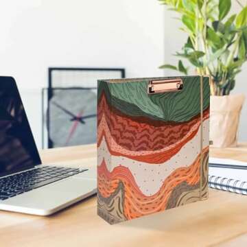 EYROZILL 2 Inch 3 Ring Binders with clipboard for Letter-Size 11" x 8.5" Three Ring Binder with 5-Tab Dividers and File Folder Labels for School Class Office Supplies, Mountan Path