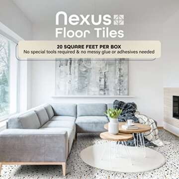 Nexus Self Adhesive 12-Inch Vinyl Floor Tiles, 20 Tiles - 12" x 12", Mosaic Slate Pattern - Peel & S...