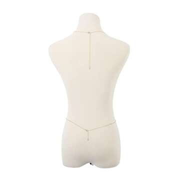 Bounzhi Gold Sexy Body Chain Crossover Thin Bra Bikini Waist Belly Chains Beach Necklace Jewelry for Women, Free size (B-100)