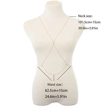 Bounzhi Gold Sexy Body Chain Crossover Thin Bra Bikini Waist Belly Chains Beach Necklace Jewelry for Women, Free size (B-100)