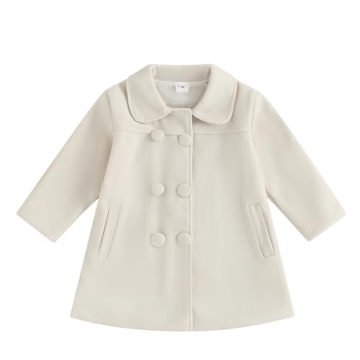 Toddler Girls Trench Coat Baby Girl Woolen Coat Girl Dress Coat Peacoat Winter Fall Outwear (Apricot...