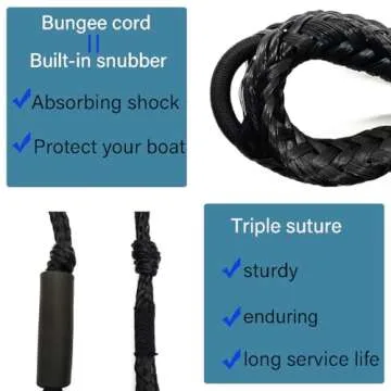 Bungee Dock Lines for Boats - Stretchable Dock Rope with Hook & Foam Float 4-5.5 ft (2 Pack)