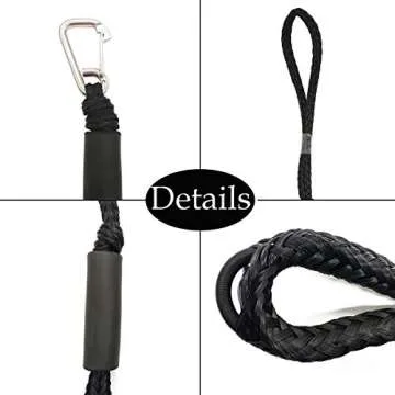 Bungee Dock Lines for Boats - Stretchable Dock Rope with Hook & Foam Float 4-5.5 ft (2 Pack)