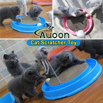 AUOON Cat Scratcher Toy, Cat Toy, Scratch Pad,Post Pad Interactive Training Exercise Mouse Play Toy with Ball for Kitty Puppy