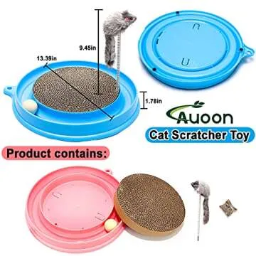 AUOON Cat Scratcher Toy, Cat Toy, Scratch Pad,Post Pad Interactive Training Exercise Mouse Play Toy with Ball for Kitty Puppy