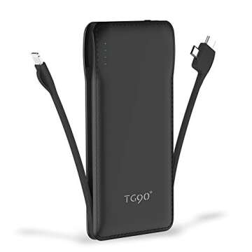 TG90° 10000mAh Power Bank with Built-in Cables Fast Charging