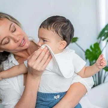 Comfy Cubs Muslin Bibs for Babies, (Pack of 4) - Soft and Highly Absorbent, Feeding, Drool and Teething Bib, Adjustable Snaps - Stylish & Colorful Unisex Designs, Giftable Set - (White)