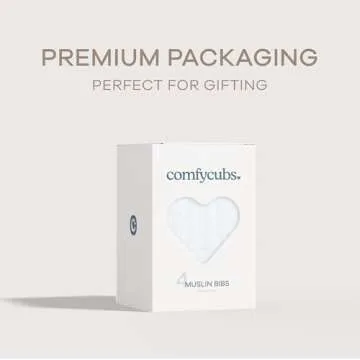 Comfy Cubs Muslin Bibs for Babies, (Pack of 4) - Soft and Highly Absorbent, Feeding, Drool and Teething Bib, Adjustable Snaps - Stylish & Colorful Unisex Designs, Giftable Set - (White)