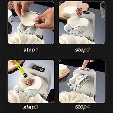 Automatic Electric Dumpling Press Maker Machine - Adjustable and Easy to Operate, With Spoon and Bru...