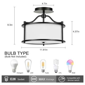 FRIDEKO HOME Ceiling Light Fixture for Bedroom and Kitchen