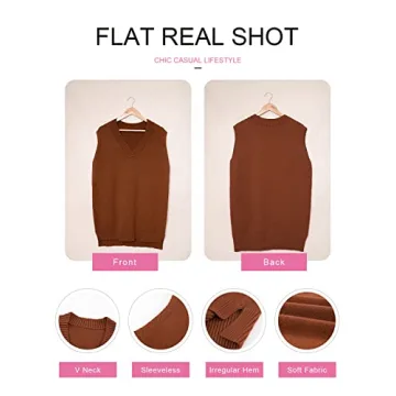 Oversized Sweater Vest for Women - Stylish V Neck Knitted