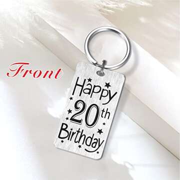 HYHYDHP 20th Birthday Gifts for Women Men, Happy 20 Year Old Birthday Keychain for Him Her, 20 Yr Bday Presents Ideas