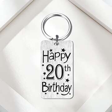 HYHYDHP 20th Birthday Gifts for Women Men, Happy 20 Year Old Birthday Keychain for Him Her, 20 Yr Bday Presents Ideas