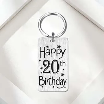 HYHYDHP 20th Birthday Gifts for Women Men, Happy 20 Year Old Birthday Keychain for Him Her, 20 Yr Bday Presents Ideas