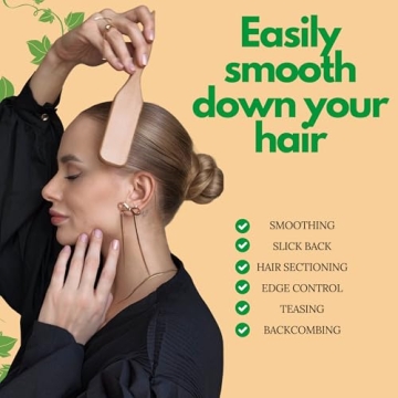 GranNaturals Boar Bristle Slick Back Hair Brush for Sleek Ponytail Bun & Smoothing Baby Hairs, Flyaways, Edge Control - Backcombing & Teasing Hairbrush with Wide Rat Tail for Sectioning & Parting