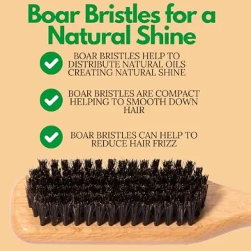 GranNaturals Boar Bristle Slick Back Hair Brush for Sleek Ponytail Bun & Smoothing Baby Hairs, Flyaways, Edge Control - Backcombing & Teasing Hairbrush with Wide Rat Tail for Sectioning & Parting