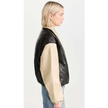 Lioness Women's Bomber Jacket, Camel, Black, Tan, M