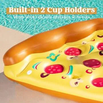 JOYIN Giant Inflatable Pizza Slice Pool Float, Fun Pool Floaties, Swim Party Toy, Summer Pool Raft (1 Pack), Extra Large with Cup Holders