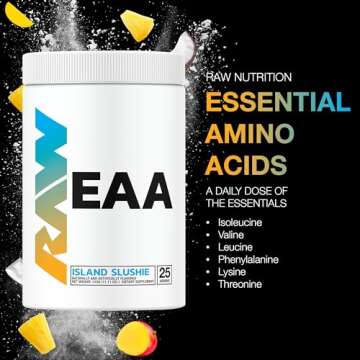 RAW EAA Amino Acids Powder, Island Slushie (25 Servings) - Pre Workout Amino Energy Powder for Stren...