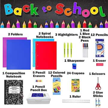 School Supplies for Kids, Back to School Supply Box, Supplies for Girls Or Boys, Supplies Bundle Kit...