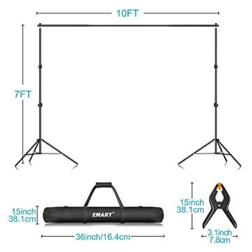 Backdrop Stand, EMART 7x10ft Photo Video Studio Muslin Background Stand Backdrop Support System Kit with Mini Ball Head, Photography Studio