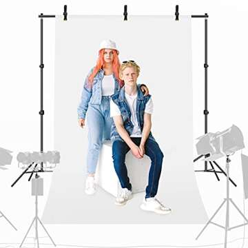 Backdrop Stand, EMART 7x10ft Photo Video Studio Muslin Background Stand Backdrop Support System Kit with Mini Ball Head, Photography Studio