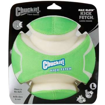 Chuckit! Kick Fetch Max Glow Ball - Large 8 Inch Glow in the Dark Dog Toy