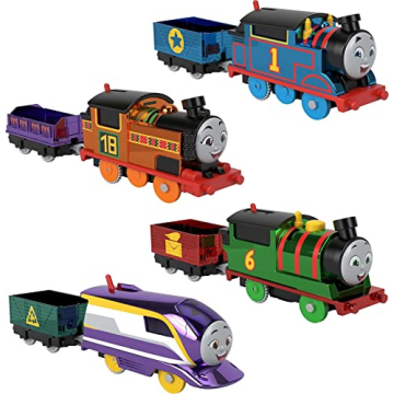 Thomas & Friends Motorized Toy Trains, Set of 4 Engines Thomas Nia Percy & Kana for Preschool Preten...