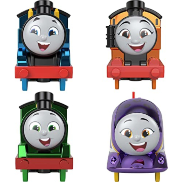 Thomas & Friends Motorized Toy Trains, Set of 4 Engines Thomas Nia Percy & Kana for Preschool Pretend Play Kids Ages 3+ Years