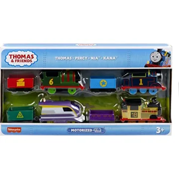 Thomas & Friends Motorized Toy Trains, Set of 4 Engines Thomas Nia Percy & Kana for Preschool Pretend Play Kids Ages 3+ Years