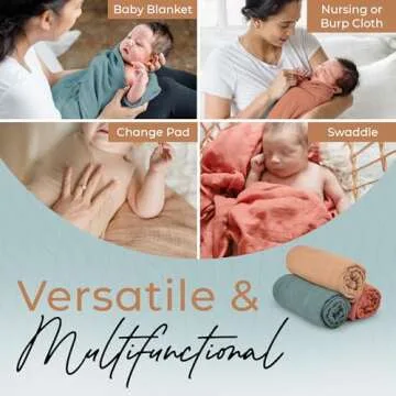 Fern & Avery Muslin Baby Swaddle Blankets - Soft & Lightweight 3-Pack