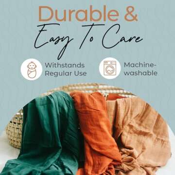 Fern & Avery Muslin Baby Swaddle Blankets - Soft & Lightweight 3-Pack