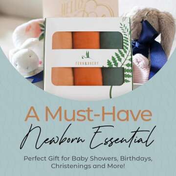 Fern & Avery Muslin Baby Swaddle Blankets - Soft & Lightweight 3-Pack