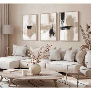 Joocrise Beige Abstract Wall Art Set of 3 Prints Unframed