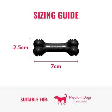 KONG - Extreme Goodie Bone - KONG's Most Durable Natural Rubber Dog Bone for Power Chewers - Black - For Medium Dogs