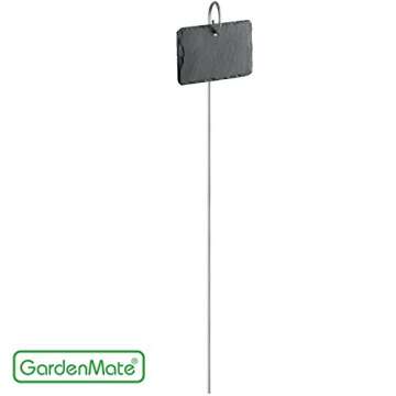GardenMate 10-Pack Natural Style Slate Plant Labels (4"x 2 3/4") Hanging from a Stainless Steel Metal Rod (22")