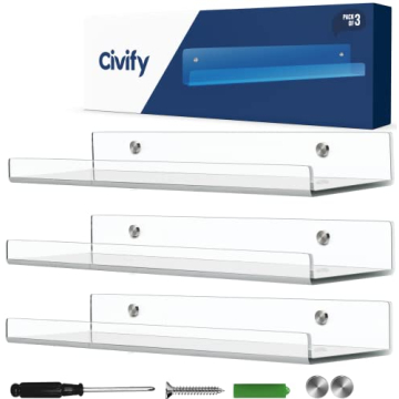 CIVIFY Acrylic Shelves - Clear Wall Storage Solution