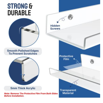 CIVIFY Acrylic Shelves - Clear Wall Storage Solution