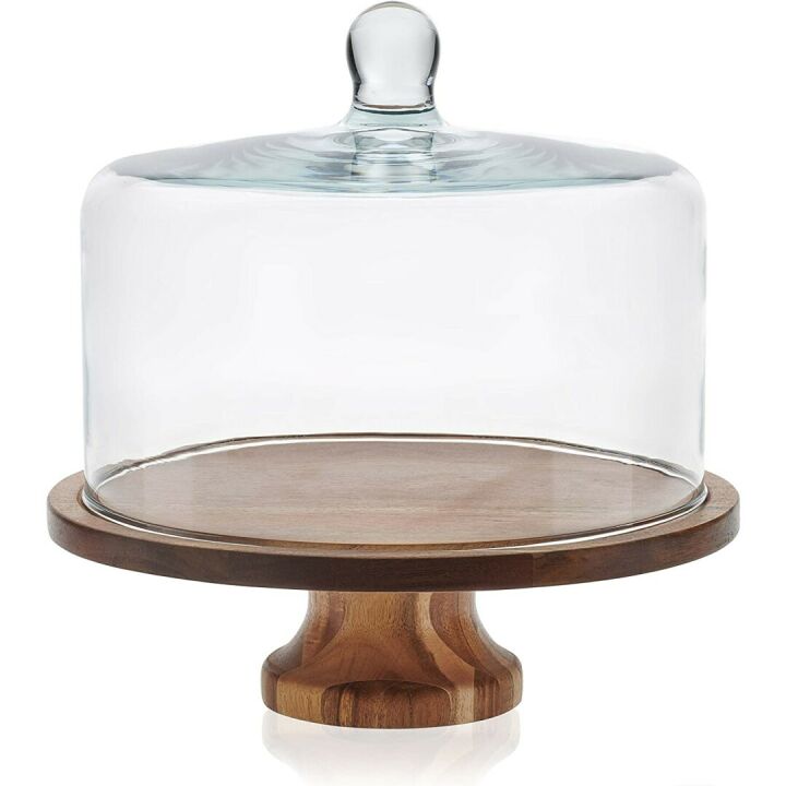Acaciawood Cake Stand with Glass Dome | Elegant Display