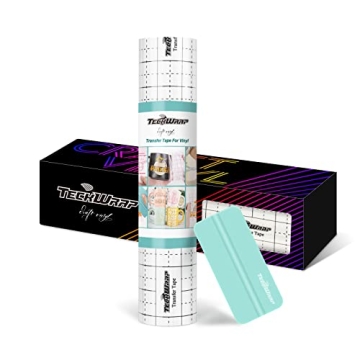 TECKWRAP Vinyl Transfer Tape 12" x 30FT for Easy Crafting