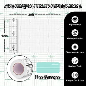 TECKWRAP Vinyl Transfer Tape 12" x 30FT for Easy Crafting